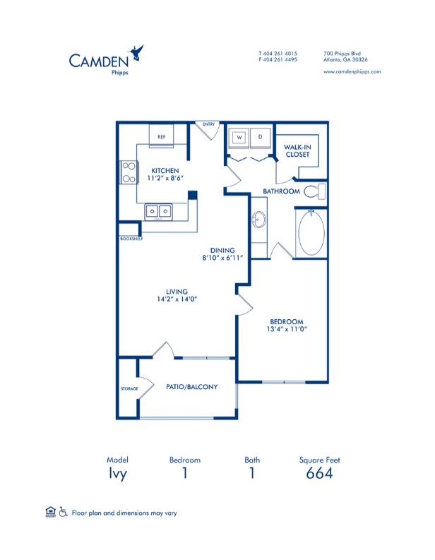 1 bed | 1 bath | 664 sqft